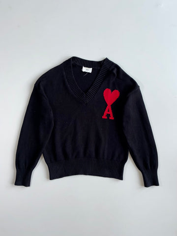 AMI Paris Ami de Coeur V-Neck Wool Sweater (M/L)