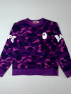 A Bathing Ape (BAPE) Purple Camo “World Gone Mad” Crewneck Sweatshirt (L)