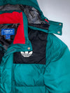 Adidas Originals Trefoil Colorblock Fleece-Lined Hooded Puffer Jacket Teal and detachable Cap (M)