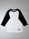 Champion Authentic Baseball Raglan Tee – White/Black, 3/4 Sleeve (M)