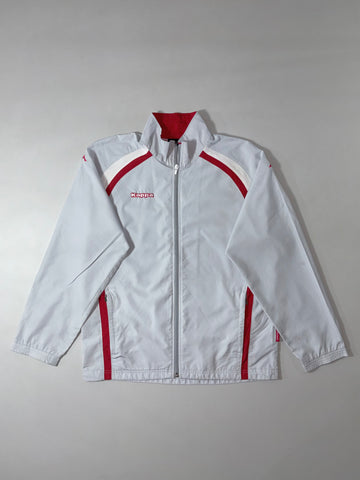 Kappa White Full-Zip Track Jacket – Red & Mesh Panel Detail, (M)