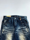 Tesilin Jeans | Heavy Studded Distressed Baggy Jeans (W:34 |L:39)