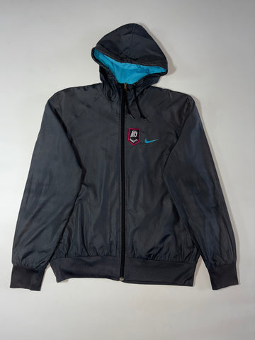 Nike Athletic Dept. Patterned Hooded Windbreaker Jacket – Black/Blue (L)