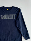 Carhartt Navy Blue Outline Logo Long Sleeve Graphic Tee(XXL/XXXL)