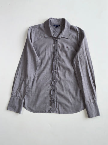 Tommy Hilfiger Grey Ruffle Placket Button-Up Shirt Women’s (XS)