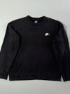 Nike Club Black Embroidered Swoosh Crewneck Sweatshirt (XL)