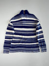 Tommy Hilfiger Blue & White Striped Long Sleeve Knit Polo with Hilfiger Logo, Size(XL)