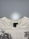 Oniarai Original  Rhinestone Floral & Dragon Graphic Long Sleeve Tee – White (M)