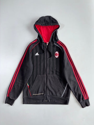 Adidas AC Milan Associazione Calcio Full Zip Hoodie Black Red Stripe (L)
