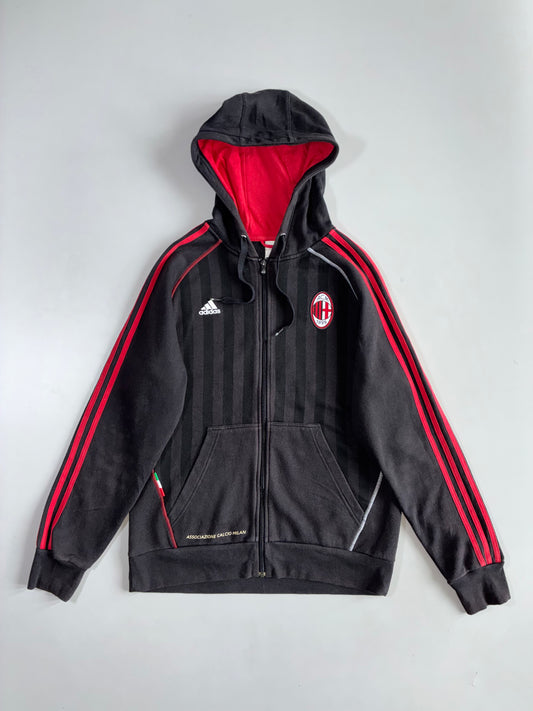 Adidas AC Milan Associazione Calcio Full Zip Hoodie Black Red Stripe (L)
