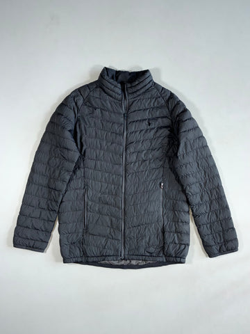 Polo Ralph Lauren Grey Quilted Puffer Jacket – Embroidered Pony Logo (S)