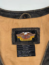 Harley-Davidson Distressed Black Leather Biker Vest with Side Lacing (L)