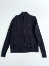 Polo Ralph Lauren Black Cable Knit Full-Zip Sweater – Size (L)