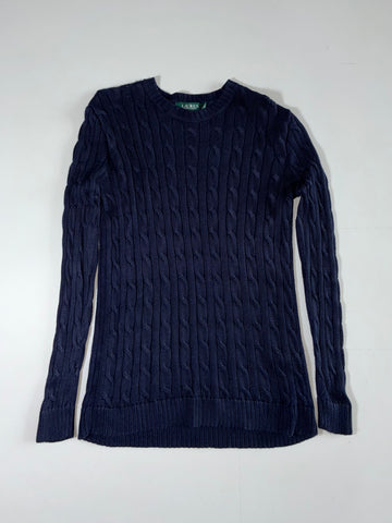 Lauren Ralph Lauren Navy Cable Knit Crewneck Sweater – Women's (S)