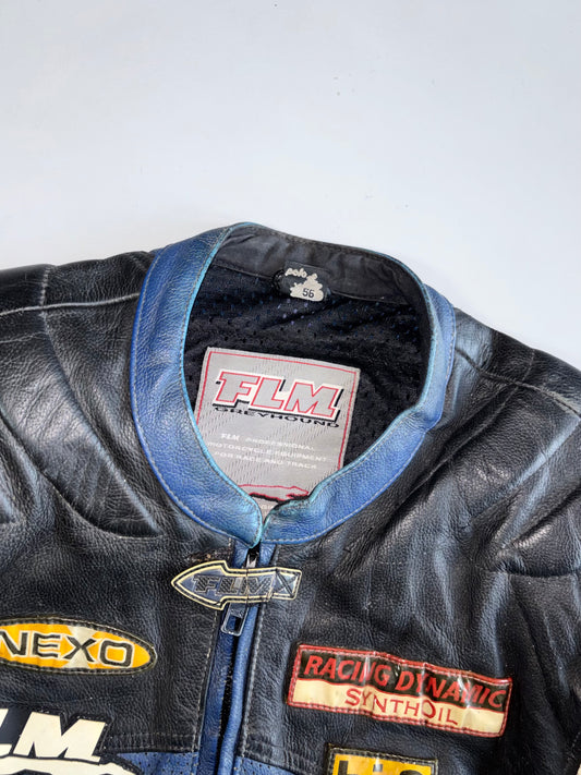 F.L.M. By Polo Riding Gare Pure Leather Motorcycle Racing Jacket (Paded)(M)
