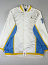 Jordan White Blue & Yellow Basketball Warm-Up Bomber Jacket (XL)