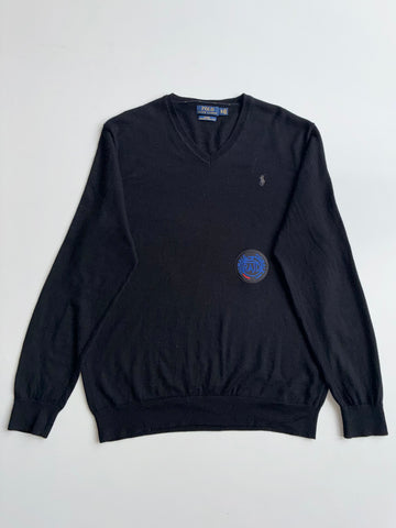 Polo Ralph Lauren Black Merino Wool V-Neck Sweater (L)