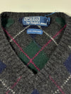Polo by Ralph Lauren Argyle 100% Lambswool V-Neck Sweater (M)
