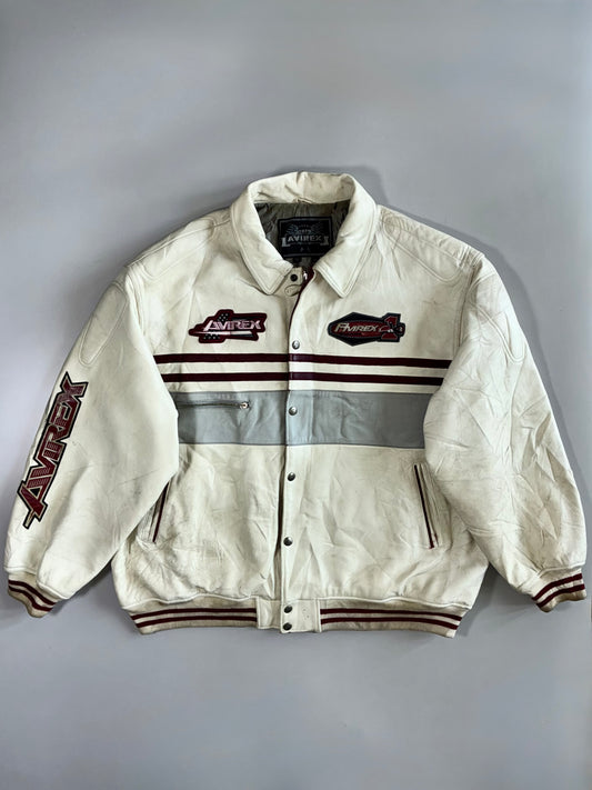 Vintage Avirex Racing Leather Bomber Jacket (5XL)