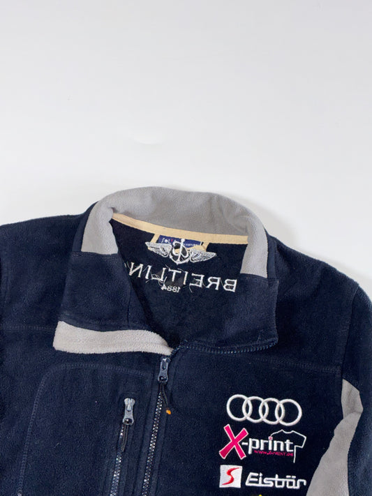 Breitling x Audi Red Bull Embroidered Motorsport Fleece Jacket – Navy/Grey(M)