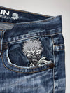 Big Train Oni Embroidered Distressed Jeans (W:32) (L:44)