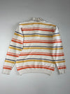 Lacoste Quarter-Zip Striped Knit Sweater, Cream with Orange, Mustard & Navy Stripes (S/M)