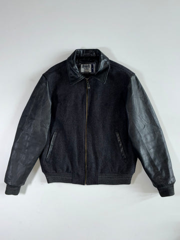 Quinze Serge Blanco Wool-Leather Varsity Jacket (XL)