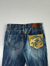 Big Train Japanese-Inspired Dark Wash (Back Pocket) Embroidered Denim (W:34|L:43)