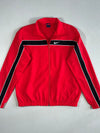 Nike Red Track Jacket – Black & White Chest Stripe, Mesh Lined (L)