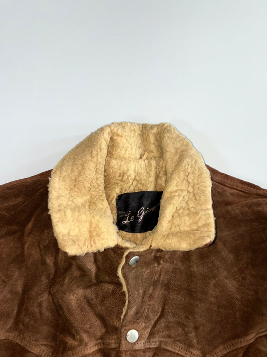Vintage Le Givre Brown Suede Sherpa-Lined Western Rancher Jacket (Furr Inside) (M)