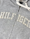 Tommy Hilfiger Port Full-Zip Hoodie – Grey Melange with Striped Sleeve (M)
