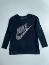 Nike Oversized Swoosh Graphic Black Long-Sleeve T-Shirt(M)
