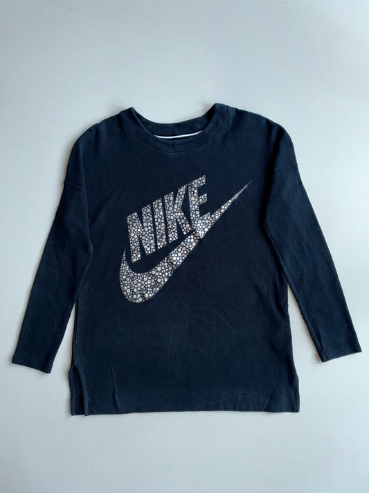 Nike Oversized Swoosh Graphic Black Long-Sleeve T-Shirt(M)
