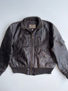 90s Armani Jeans (AJ) Vintage Brown Leather A-2 Style Flight Bomber Jacket (M/L)