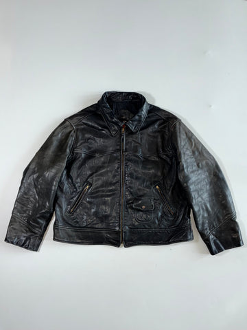 Due West “Live Love Life” Black Leather Western Yoke Jacket (2XL/3XL)