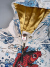 Ed Hardy by Christian Audigier White Mermaid Koi Fish All-Over Print Zip Hoodie Gold Lined Hood (S)