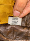 Vintage Shih Ghia Brown Leather Bomber Jacket with Detachable Fur Collar, Made in Spain (M/L)