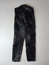 Vintage Black Leather High Waist Biker Pants with Belt & Ankle Zips (W:32) (L:43)