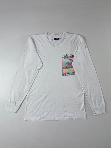 Stussy “Love and Hate” Graphic Long Sleeve Tee white (S)