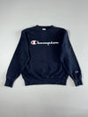 Champion Big Script Logo Navy Crewneck Sweatshirt (M)