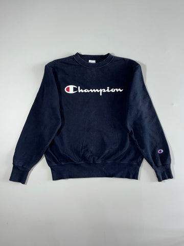 Champion Big Script Logo Navy Crewneck Sweatshirt (M)