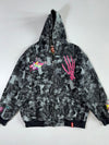 Crash House Skeleton Floral (Embroidered) Print Zip Hoodie (2XL)