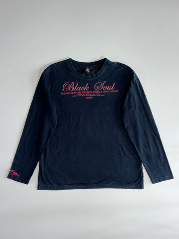 Oniarai “Black Soul” Japanese Graphic Long Sleeve T-Shirt – Navy (XL)