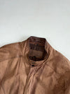 Torriani Distressed Brown Leather Bomber Jacket with Panel Stitching (L/XL)