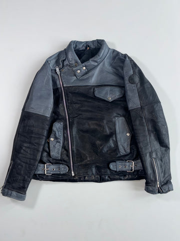 Vintage Two-Tone Leather Motorcycle Jacket (XL)