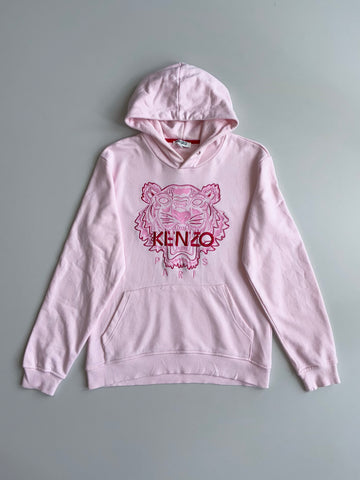 Kenzo Paris Pink Embroidered Tiger Logo Hoodie – (S)