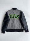 Nike Air-Sole 77 Grey Wool Black Leather Sleeve Varsity Jacket (M)