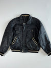 Jack & Jones Black Leather Varsity Bomber – Back Logo Patch (L/XL)