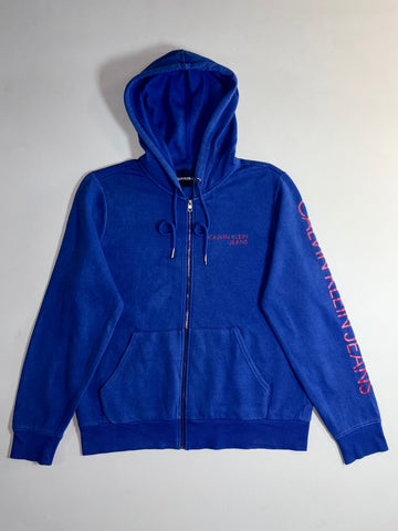 Calvin Klein Jeans | Royal Blue Sleeve Logo Zip-Up Hoodie (S)