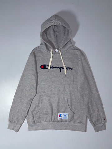 Champion Script Logo Pullover Hoodie – Grey Heather (M)